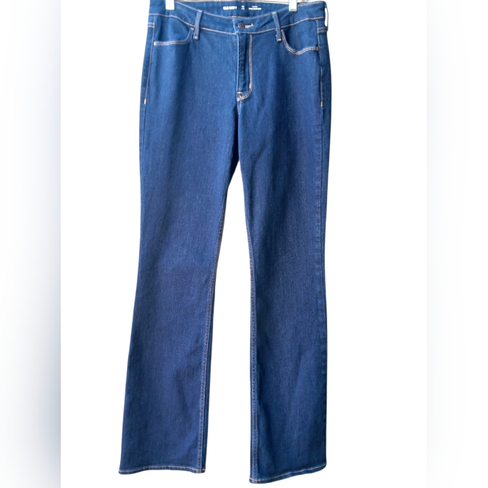 Old Navy Women's Mid Rise Wow Boot Cut Denim Dark Blue Jeans-Size 10 EUC